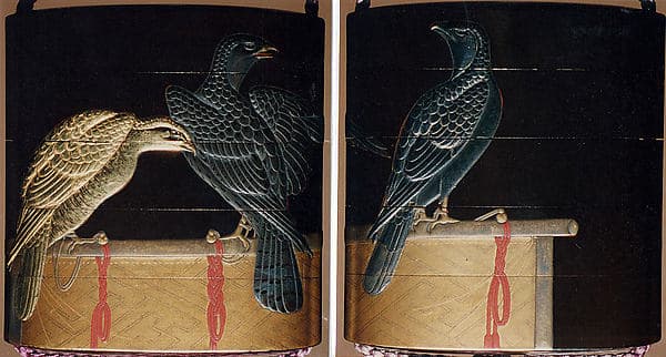 Inrō with Hawks on Perches, by Koma Kōryū