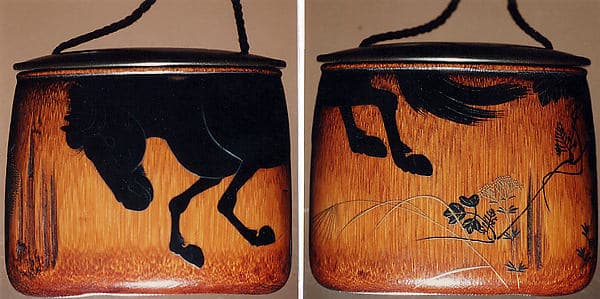Case (Inrō) with Design of Horse and Autumn Grasses, by Shibata Zeshin
