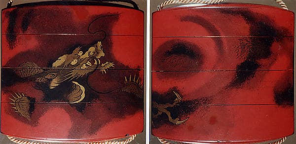 Case (Inrō) with Design of Dragon among Swirling Clouds, by Hogen Eisen
