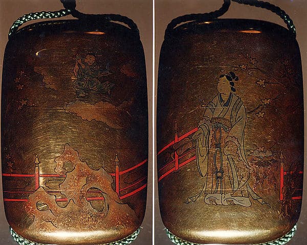 Inrō with the Queen Mother of the West (Seiōbo); Boy with a Peach (reverse)