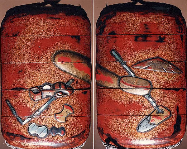 Case (Inrō) with Design of Tools of Various Trades (Carpenter, Farmer, Merchant)