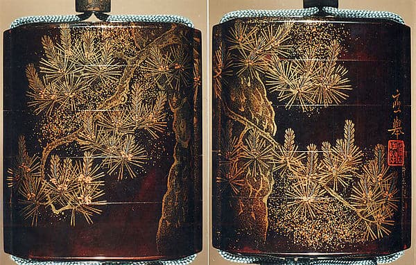 Case (Inrō) with Design of Pines Tree and Branches, by Maruyama Ōkyo 円山応挙