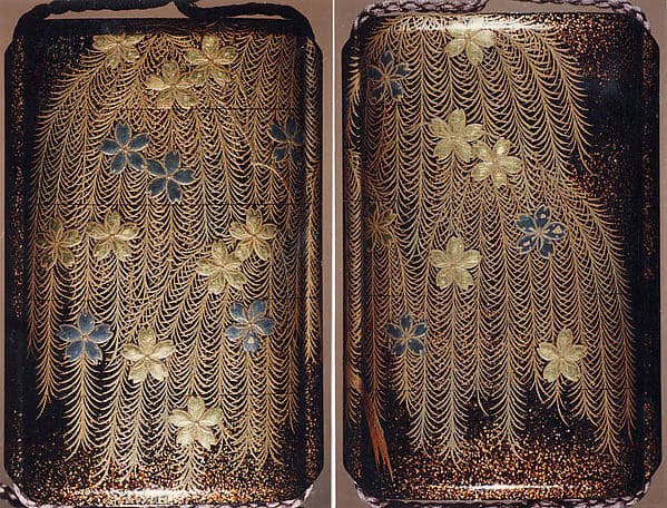 Case (Inrō) with Design of Weeping Willow and Cherry Blossoms, by Nakayama Komin