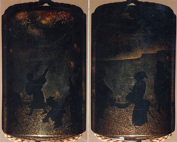 Case (Inrō) with Design of People Catching Fireflies, by Koma Kōryū
