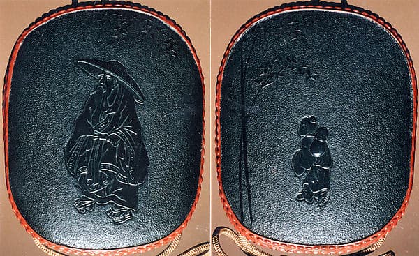 Case (Inrō) with Design of Chinese Sage (obverse); Attendant (Karako) Standing beside Bamboo (reverse), by Shibata Zeshin