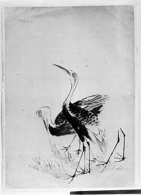 Two Cranes, by Hokusai School