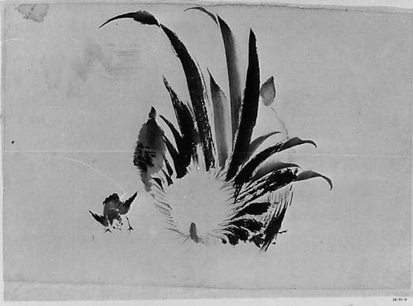 Rooster and Chick, by Hokusai School