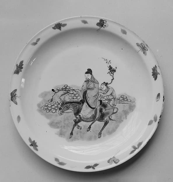 Plate with scholar and plum branches