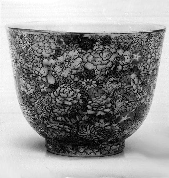 One of a Pair of Cups with Mille-Fleurs Design