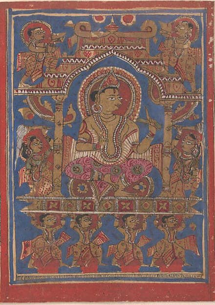 Mahavira Rides in His Initiation Palanquin: Folio from a Kalpasutra Manuscript