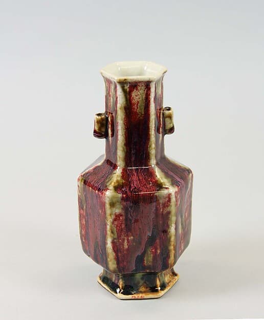 Hexagonal vase with tubular handles