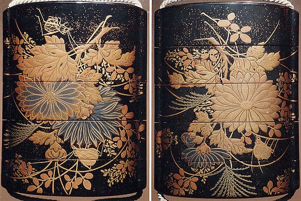 Case (Inrō) with Design of Insects beside Flowering Autumn Grasses