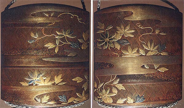Case (Inrō) with Design of Clematis Vine on Bamboo Lattice, by Gion Nankai