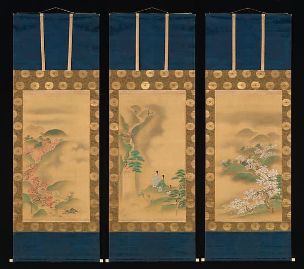 Nunobiki Waterfall, Mount Yoshino, and Tatsuta River, by Kano Tsunenobu