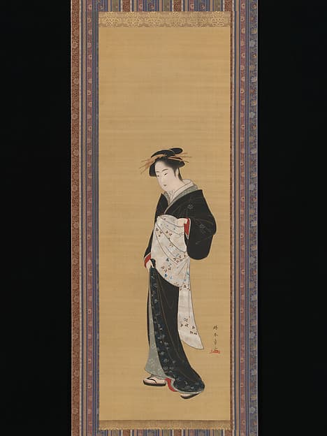 Woman in a Black Kimono, by Katsukawa Shunshō 勝川春章