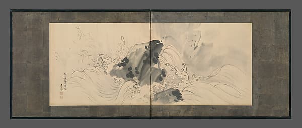 Rock and Waves, by Maruyama Ōkyo 円山応挙