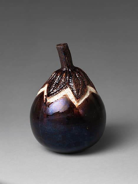 Sake Bottle (Tokkuri) in the Shape of an Eggplant