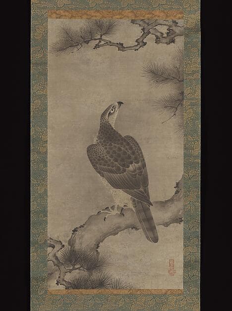 Hawk on a Pine, by Kano Yukinobu 狩野之信