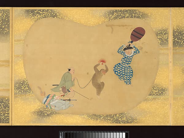 Album of Fan-Shaped Paintings of Figures, Birds and Flowers, by Kano Tsunenobu