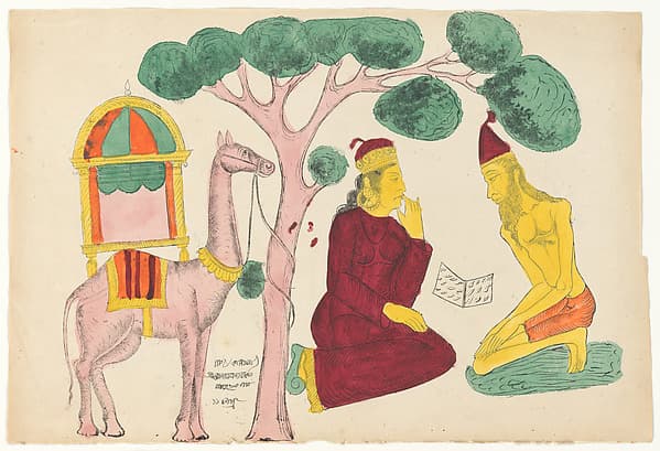 Layla Visiting Majnun in the Desert, by Becharam Das Dutta