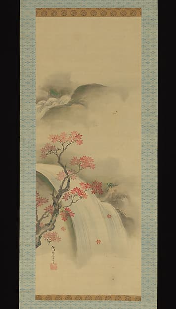 Waterfall and Maple Tree, by Kano Seisen’in