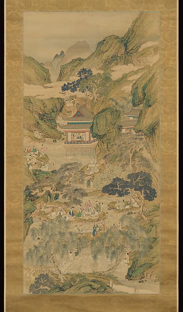 Orchid Pavilion Gathering in Blue and Green, by Tsubaki Kakoku