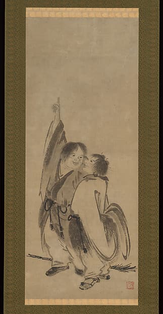 Hanshan and Shide, by Kenkō Shōkei 賢江祥啓