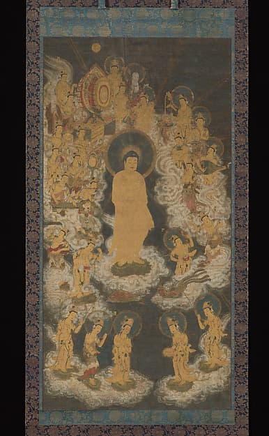 Welcoming Descent of Amida and Bodhisattvas, by Unidentified artist
