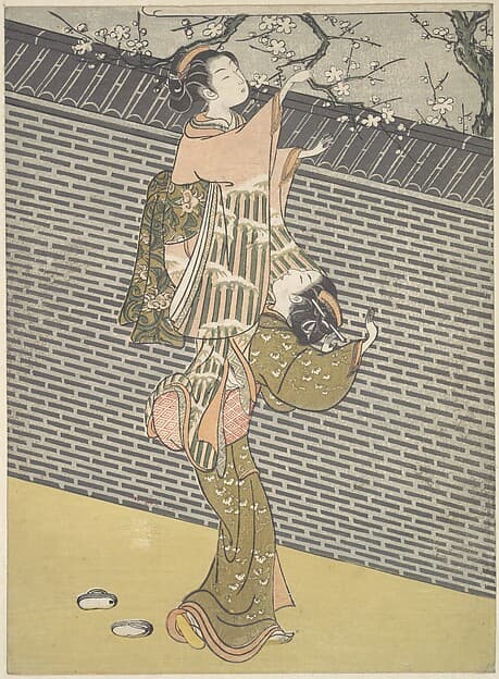Plucking a Branch from a Neighbor's Plum Tree, by Suzuki Harunobu