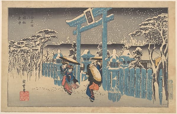Gion Shrine in Snow, by Utagawa Hiroshige