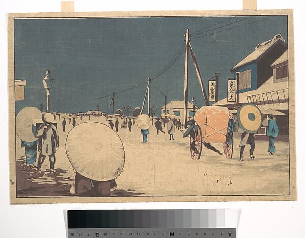 Street Scene in the Outskirts of Edo on an Evening in Winter, by Kobayashi Kiyochika