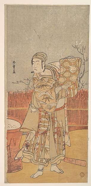The Actor Sawamura Sojuro III Holding up a Piece of Brocade, by Katsukawa Shunshō 勝川春章