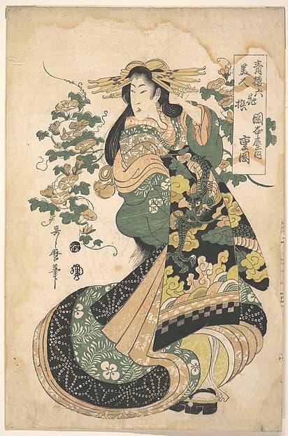 A Courtesan with Morning-glories on the Background, by Utamaro II