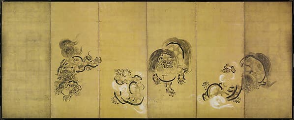 Bugaku Dances (front); Chinese Lions (reverse), by Hanabusa Itchō