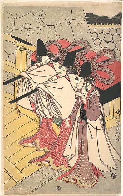 Prince Genji Returning to His Palace where His Wife Awaits Him, by Rekisentei Eiri