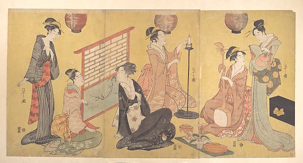 Geisha Preparing for an Entertainment, by Chōbunsai Eishi