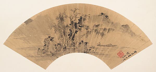 Landscape with fisherman, by Qi Zhijia