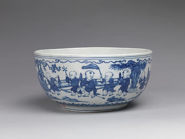 Bowl with children in a garden