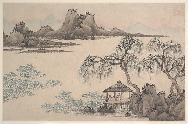 Landscape with Pavilion and Willows, by Shen Zhou