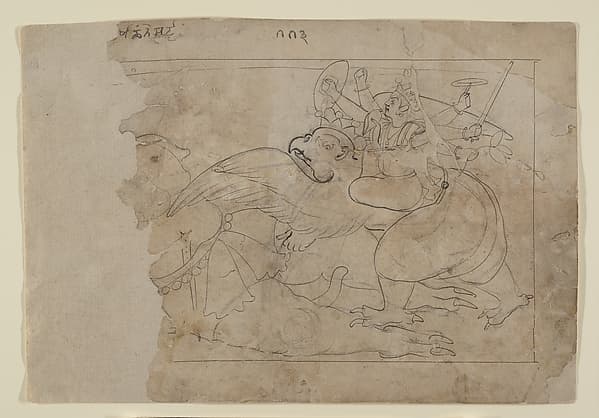 Vishnu on Garuda Slaying a Demon, by Seu Family