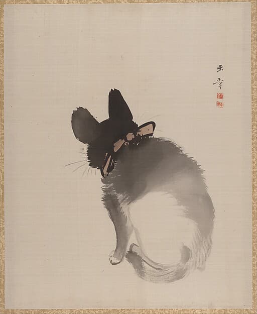 Cat Seen from Behind, by Kawabata Gyokushō