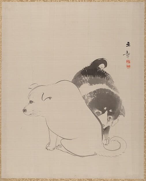 A Pair of Puppies, by Kawabata Gyokushō