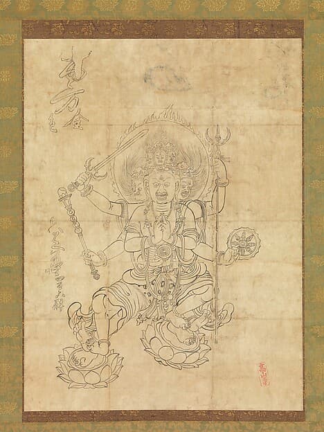 Iconographic Drawing of the Wisdom King Daiitoku (Daiitoku Myōō)