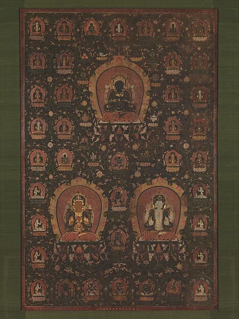 Mandala of Vajradhara, Manjushri and Sadakshari -Lokeshvara, by Unidentified artist