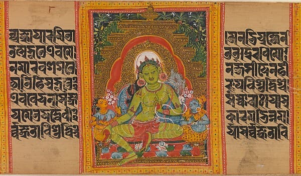 Green Tara, Folio from a dispersed Ashtasahasrika Prajnaparamita (Perfection of Wisdom) Manuscript, by Mahavihara Master