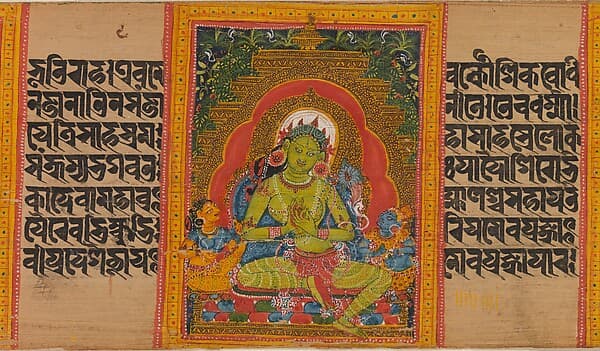 Green Tara, Folio from a dispersed Ashtasahasrika Prajnaparamita (Perfection of Wisdom) Manuscript, by Mahavihara Master