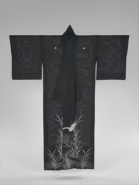 Summer Kimono (Hito-e) with Heron and Reeds