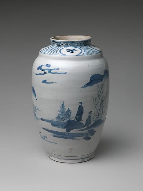 Jar (Tsubo) with Landscape and Figures