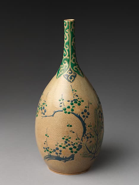 Sake bottle with pine, bamboo and plum