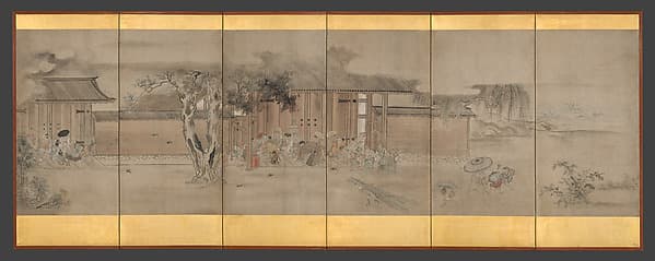 Taking Shelter from the Rain, by Hanabusa Itchō